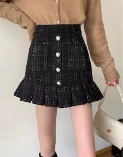 GRL インパン裏地付きフリルツイード ミニスカート ac2082