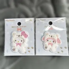 セリア サンリオ パイルワッペン ふわふわスノー 着ぐるみ キティ マイメロ①