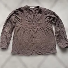 chocolat rafine ブラウン長袖シャツ