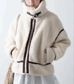 【WEGO】 アイボリー ボア フライト ジャケット/ボアアウター/Lサイズ/