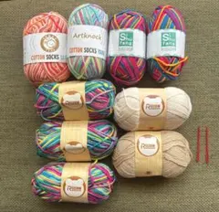 新品　Rizzaw ソックヤーン　靴下用　コットン毛糸　アクリル毛糸　9玉