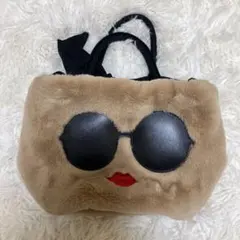 ■a-jolieアジョリー ふわふわ ファーバッグ ブラウン フェイスデザイン