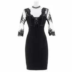 【Mサイズ】ラグジュアリーレースアップシアーミニドレス/dazzystore