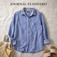 JOURNAL STANDARD ストライプシャツ リネン混 ブルー 春夏
