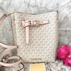 新品☆MICHAEL KORS ピンク シグネチャー レザー ショルダーバッグ