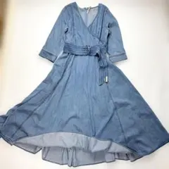 ダイアグラム デニムワンピース カシュクール ベルト ライトブルー 38