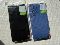 【未開封】ユニクロ ベビー パンツ 110サイズ 2本セット デニム風＆ブラック