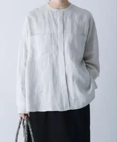 ほぼ新品 試着のみ wafu リネン カーディガン 亜麻ナチュラル シャツ 