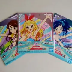 一番くじ アイカツ！Soleil　星宮いちご　霧矢あおい　紫吹蘭　サイン入り色紙