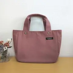 ハンドメイド　トートバッグ　11号帆布バッグ　花柄バッグ　くすみピンクバッグ