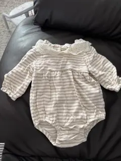 ストライプロンパース レース襟 95cm以下