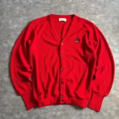ヴィンテージ　メイドインUSA IZOD カーディガン 赤 USA製 L刺繍ロゴ