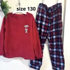 ユニクロ UNIQLO スヌーピー 赤 フリース パジャマセット 130cm