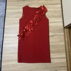 ZARA ワンピース　 赤 ノースリーブ　フリル　新品未使用　パーティードレス