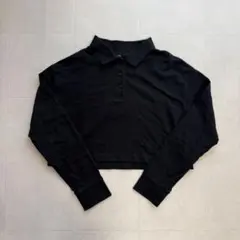 ZARA ブラック クロップドポロシャツ Sサイズ