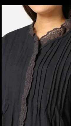 SM2 レースブラウス　タグ付き　チャコール