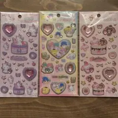 【国内正規品】3点セット　キラキラジュエルシール　サンリオ　　サンスター文具