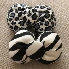 可愛い♡ゼブラ柄&白ヒョウ柄セット！♡コメントで二個450円に！丸型リボンゴム♡