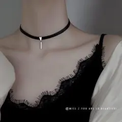 チョーカー 黒 シンプル シルバー アクセサリー ネックレス ゴシック 韓国