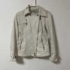 フーガ ホワイトデニムライダースジャケット44 wジッパー ブ - メルカリ