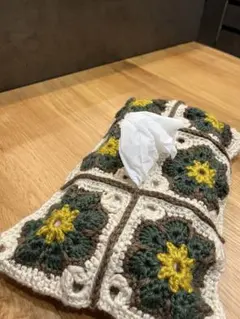 花柄かぎ針編みティッシュボックスカバー