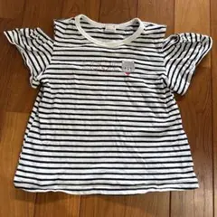 petit main ストライプ フリル袖 Tシャツ 120