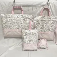 レッスンバッグなど4点 女の子 入園入学セットリボン no87