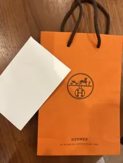 HERMES オレンジ ショップ袋2枚とカード
