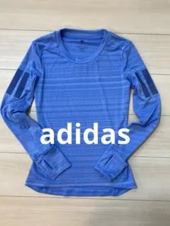 adidas レディース Mサイズ 水色 長袖 ランニングウェア サムホール付き