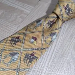 【シルク100%】Burberrys 乗馬デザイン ネクタイ イエロー