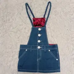 EDWIN SOMETHING デニム サロペットミニスカート 編み込み肩紐