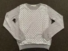 BEAUTY&YOUTH グレー レース編み ニット 長袖　薄手　コットン