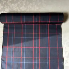 チェック柄 紬 着物 ネイビー レッド ブルー