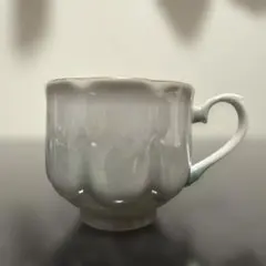 ♥️陶器製 波形コーヒーカップ グリーン、ゴールド