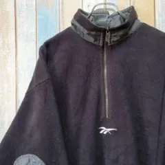 153☆リーボック☆ハーフジップフリースプルオーバー☆刺繍ロゴ☆90s☆L