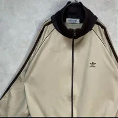 古着 80s アディダス デサント製 トラックジャケット ブラウン ベージュ