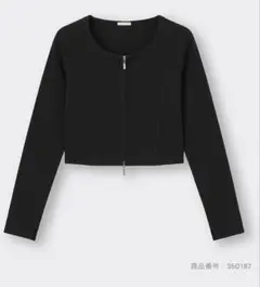 GUリブダブルジップカーディガン ブラック