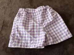 ギンガムチェック柄紫ナイロンズボン120センチ