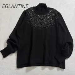 EGLANTINE/毛100/ハイネックニット/ビジュー付/上品/ゆったり/40