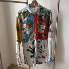 お*ざ様 パッチワーク 古着 コットン長袖シャツ