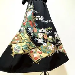 3L～4Lサイズ 黒留袖からの着物リメイクドレスです 着丈123cm