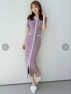 リゼクシー　バイカラーフロントボタンワンピース