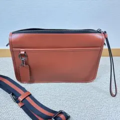 COACH コーチ レザー ショルダーバッグ クラッチバッグ 2WAY オレンジ