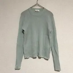 SACRAサクラ リブカットソー セーター 薄手 無地 グリーン M