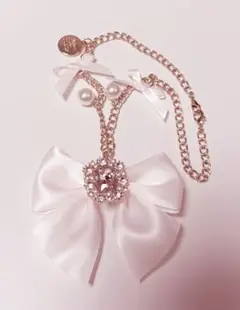 Maison de FLEUR ビジューリボンパールバッグチャーム ライトピンク