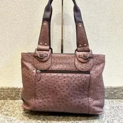 プリマベーラ オーストリッチレザー ハンドバッグ ビジネスバッグ パープル