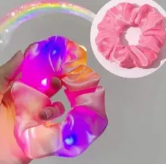 光るシュシュ ヘアアクセサリー 2個セット パステル LED 可愛い