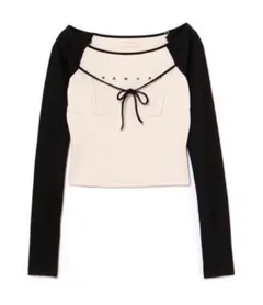 新品未使用 andmary Alma ribbon tops black