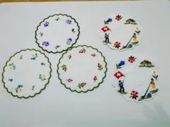スイス　旅行土産　刺繍入りコースター 5枚