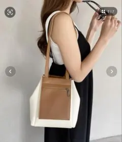 2wayバイカラーミニハンドバッグ(巾着付き)ブラウン